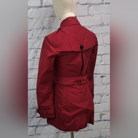 Burberry Women's Trench Coat Jacket Red Brookesby Short Length Size 2 US - Picture 6 of 16